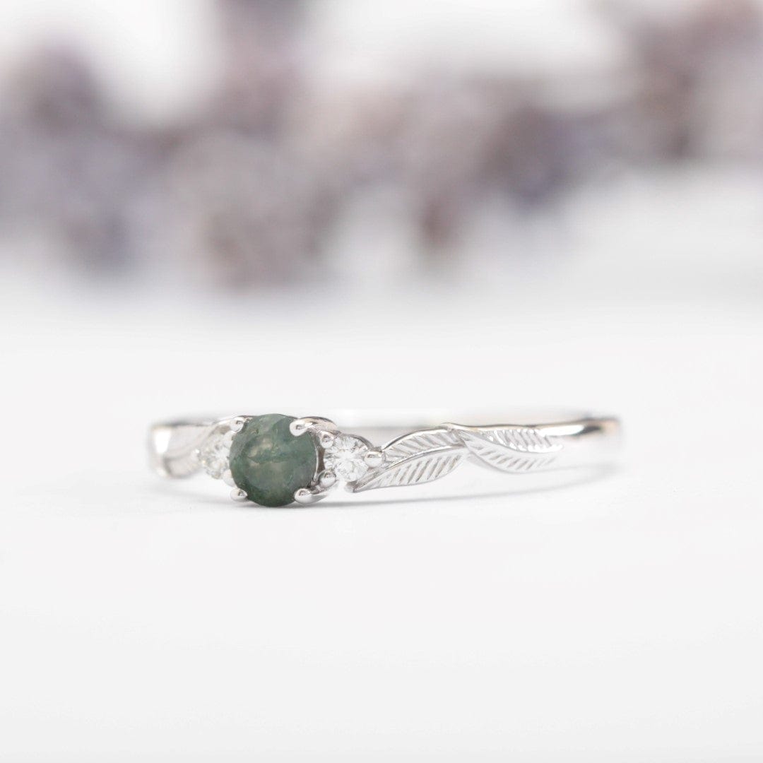 Moss Agate Leaf Engagement Ring - Vinny & Charles