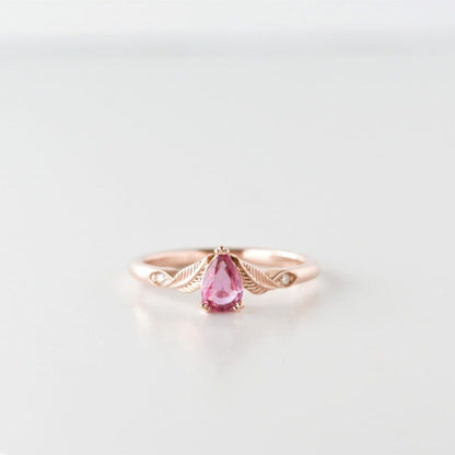 Pink Sapphire Leaf Engagement Ring - Vinny &amp; Charles