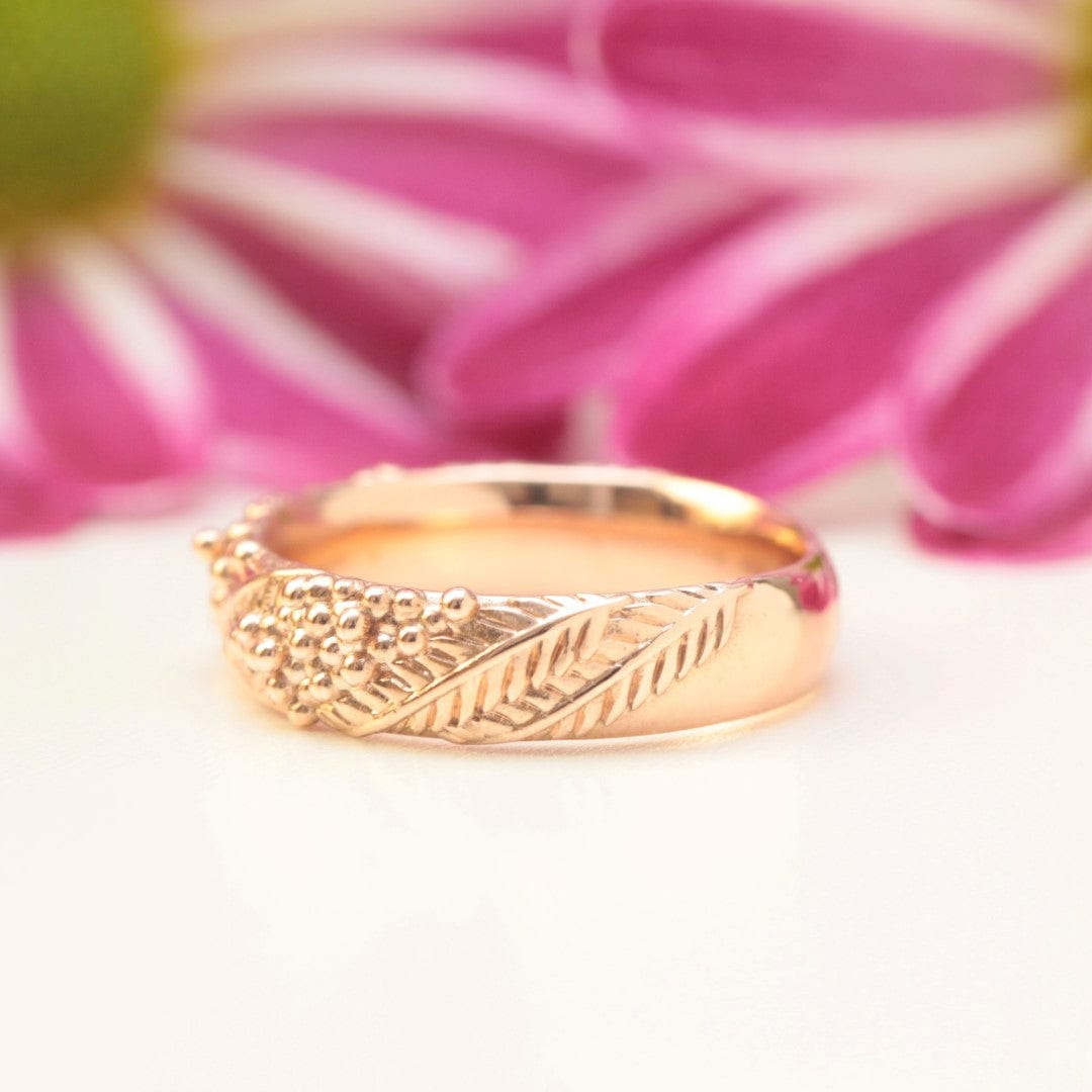 Wattle Leaf Wedding Ring Set - Vinny &amp; Charles