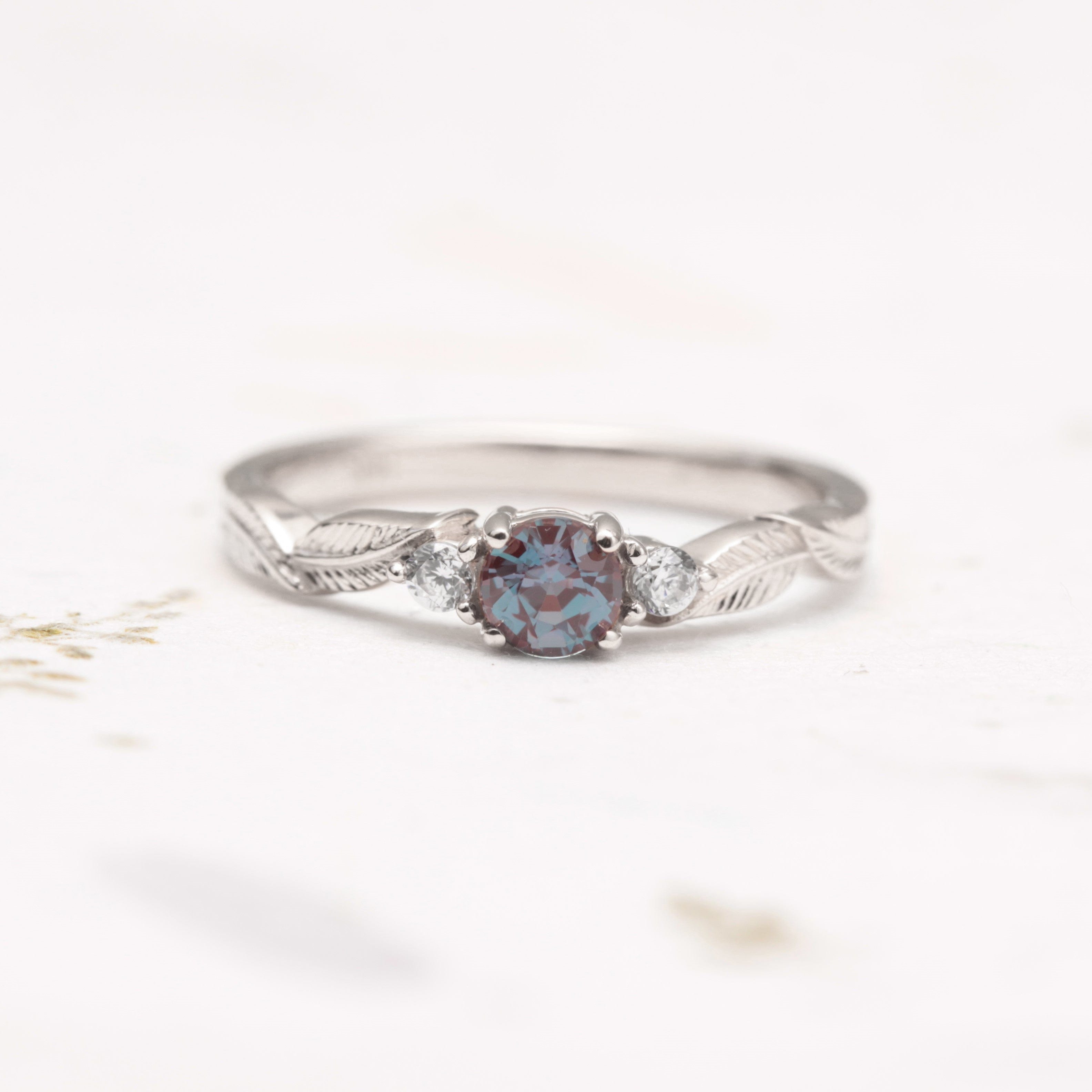 Alexandrite Leaf Engagement Ring - Vinny &amp; Charles