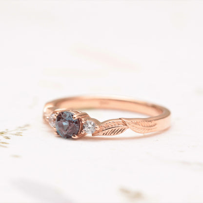 Alexandrite Leaf Engagement Ring - Vinny &amp; Charles