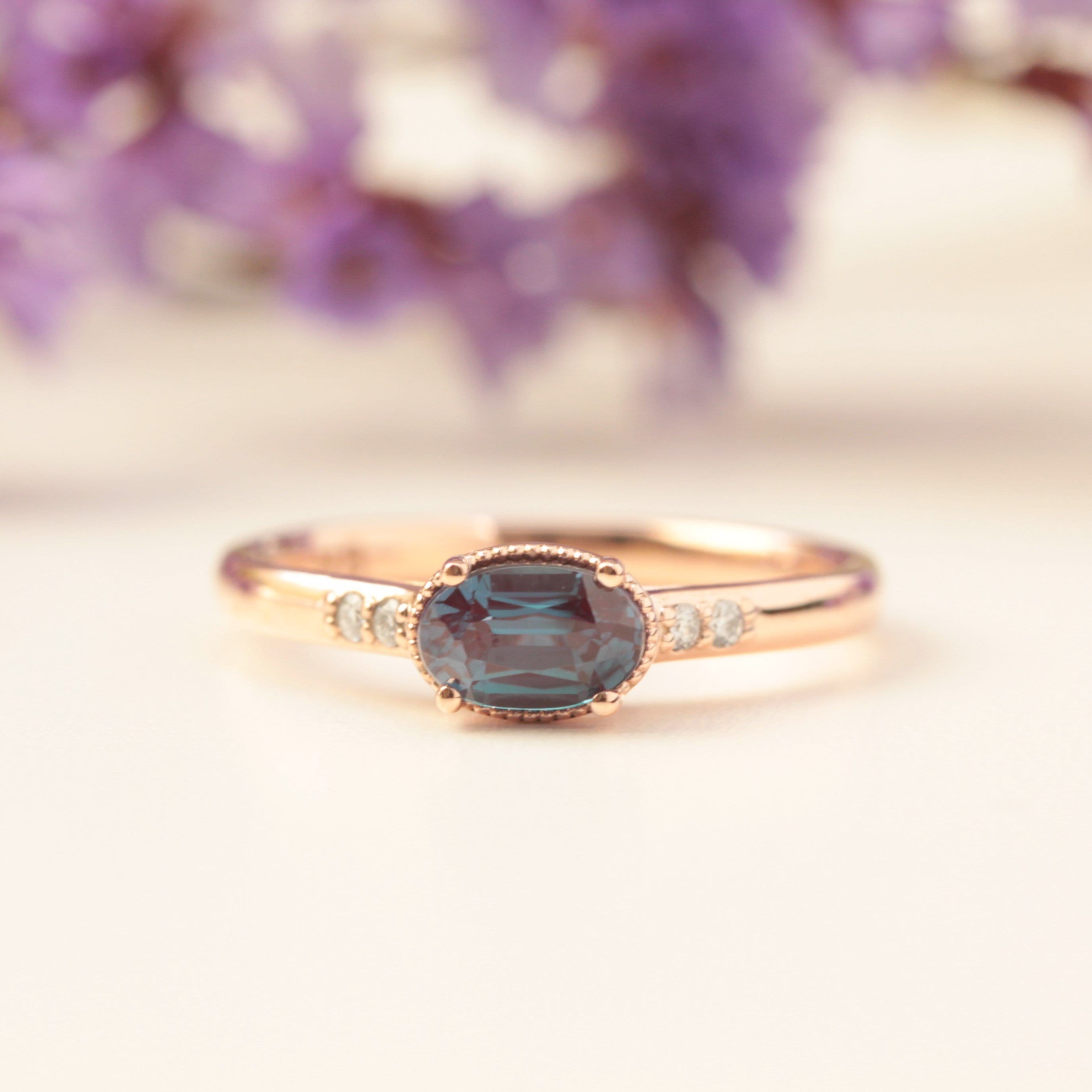Oval Alexandrite Diamond Engagement Ring Vinny Charles