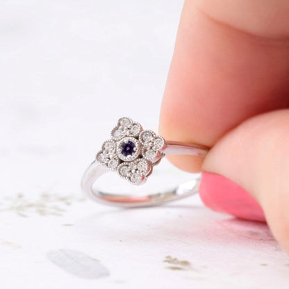 Antique style alexandrite engagement ring - Vinny &amp; Charles