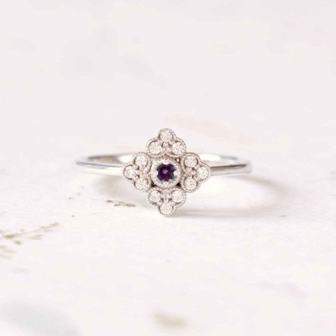 Antique style alexandrite engagement ring - Vinny &amp; Charles
