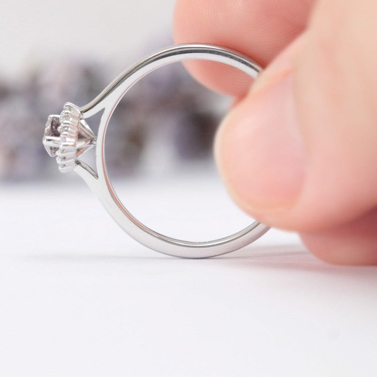Pear Alexandrite Halo Engagement Ring - Vinny & Charles