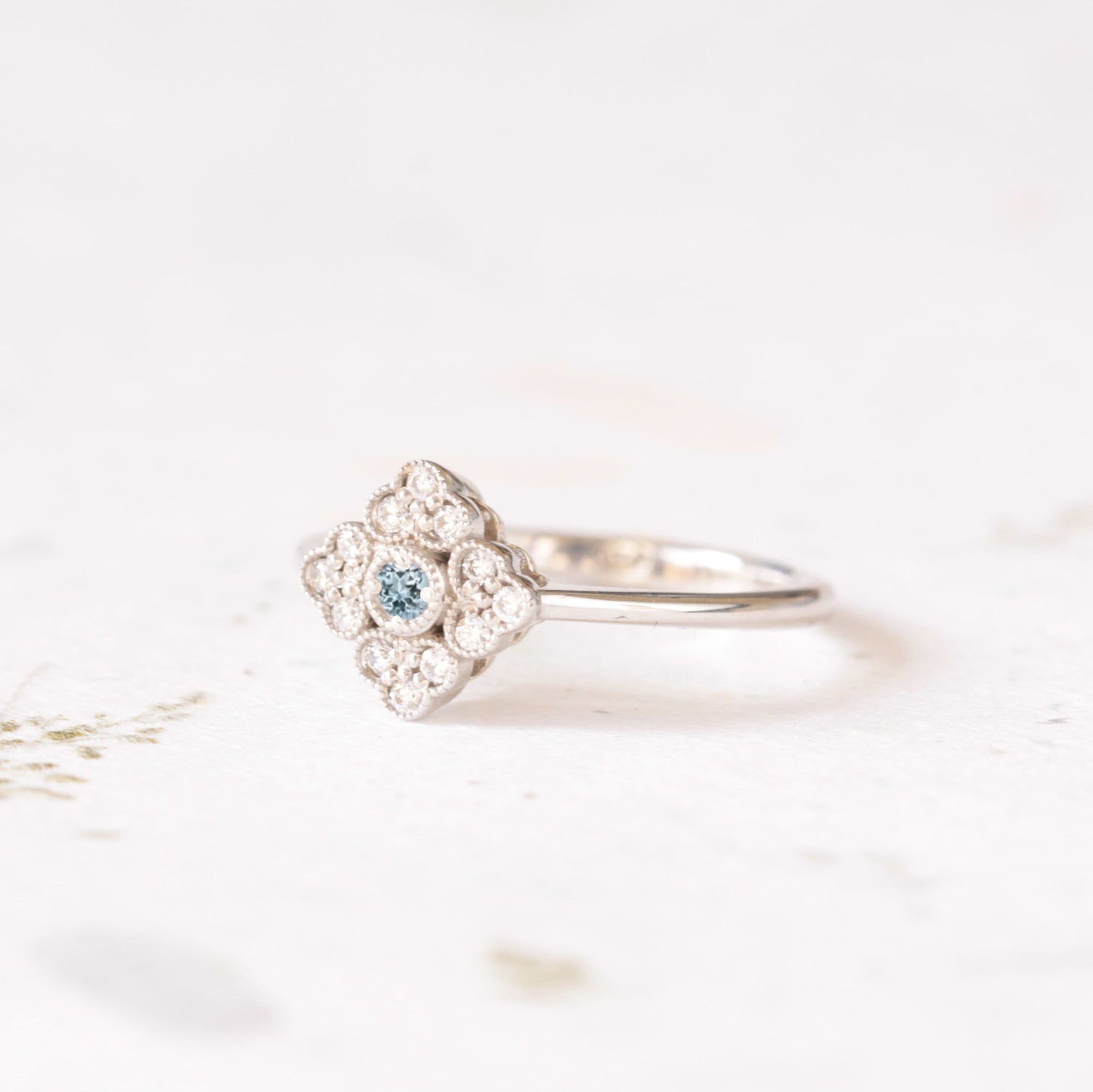 Antique style Aquamarine engagement ring - Vinny & Charles