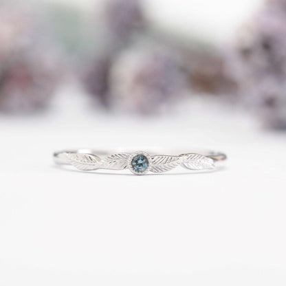 Blue Topaz Birthstone Leaf Ring - Vinny &amp; Charles