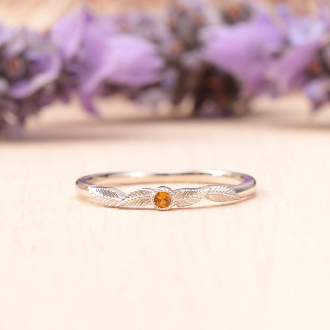 Citrine Birthstone Leaf Ring - Vinny &amp; Charles