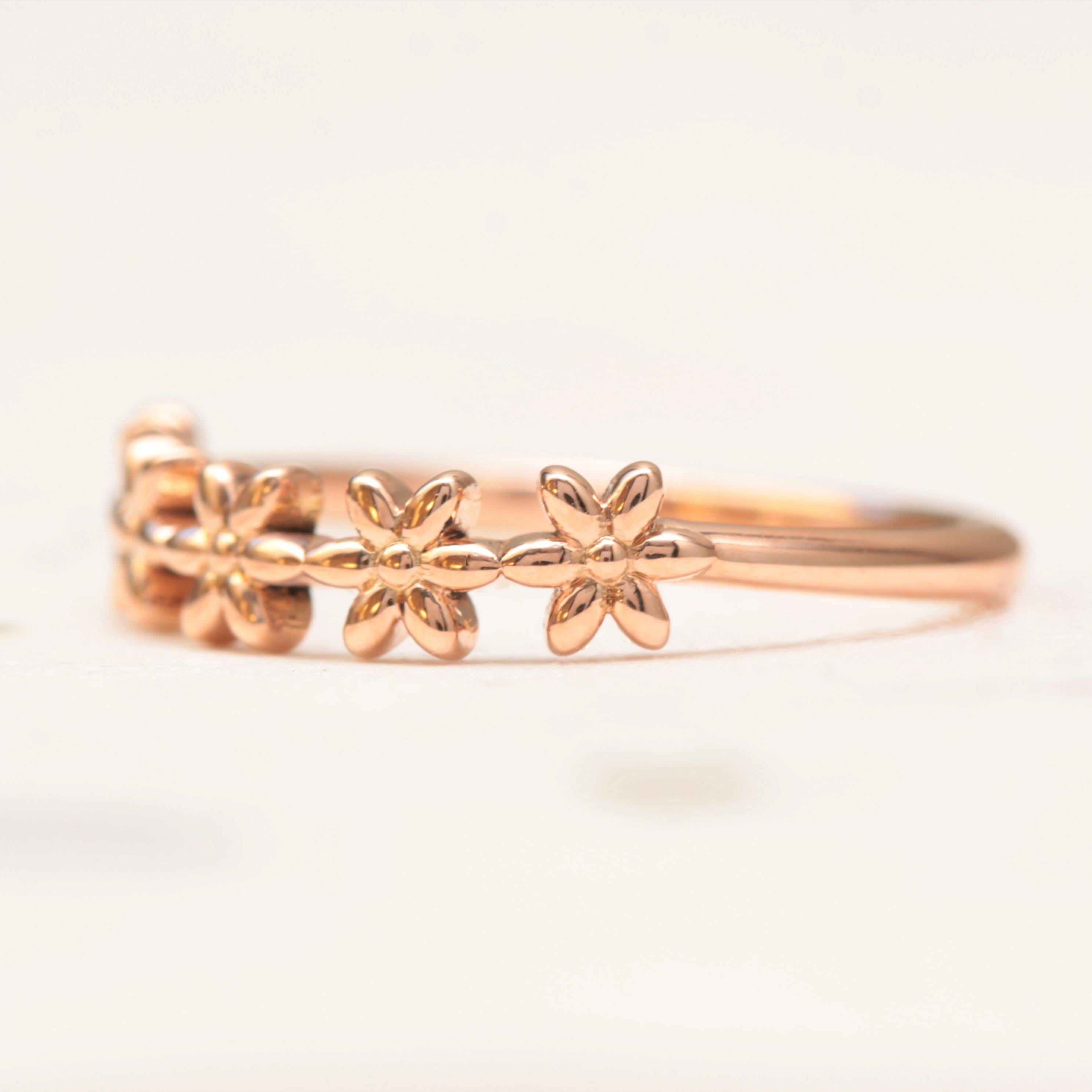 Curved Flower Wedding Band - Vinny &amp; Charles