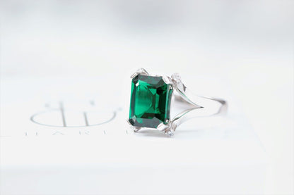 Emerald and Diamond Engagement Ring - Vinny &amp; Charles