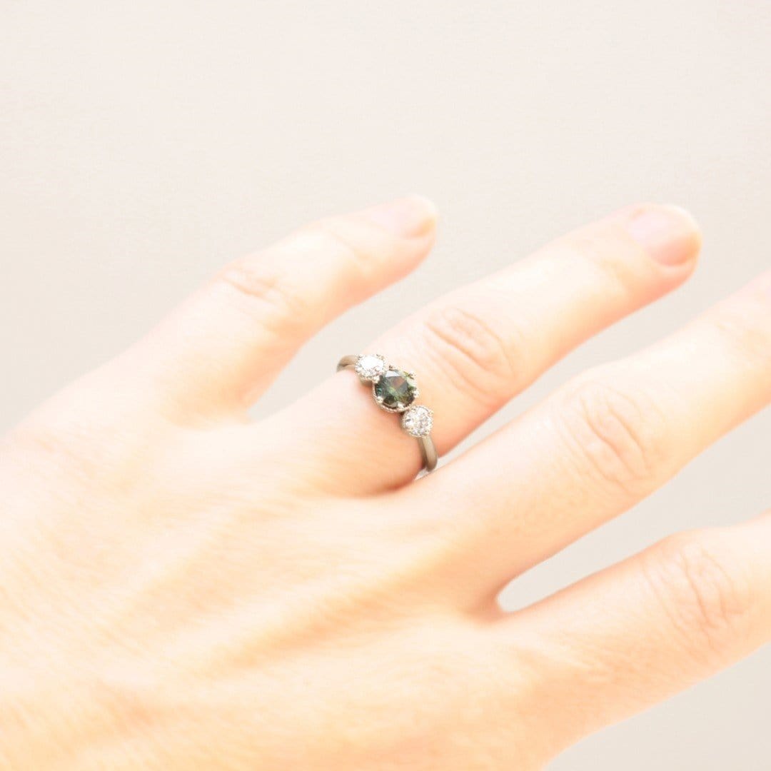Green Sapphire Engagement Ring - Vinny & Charles