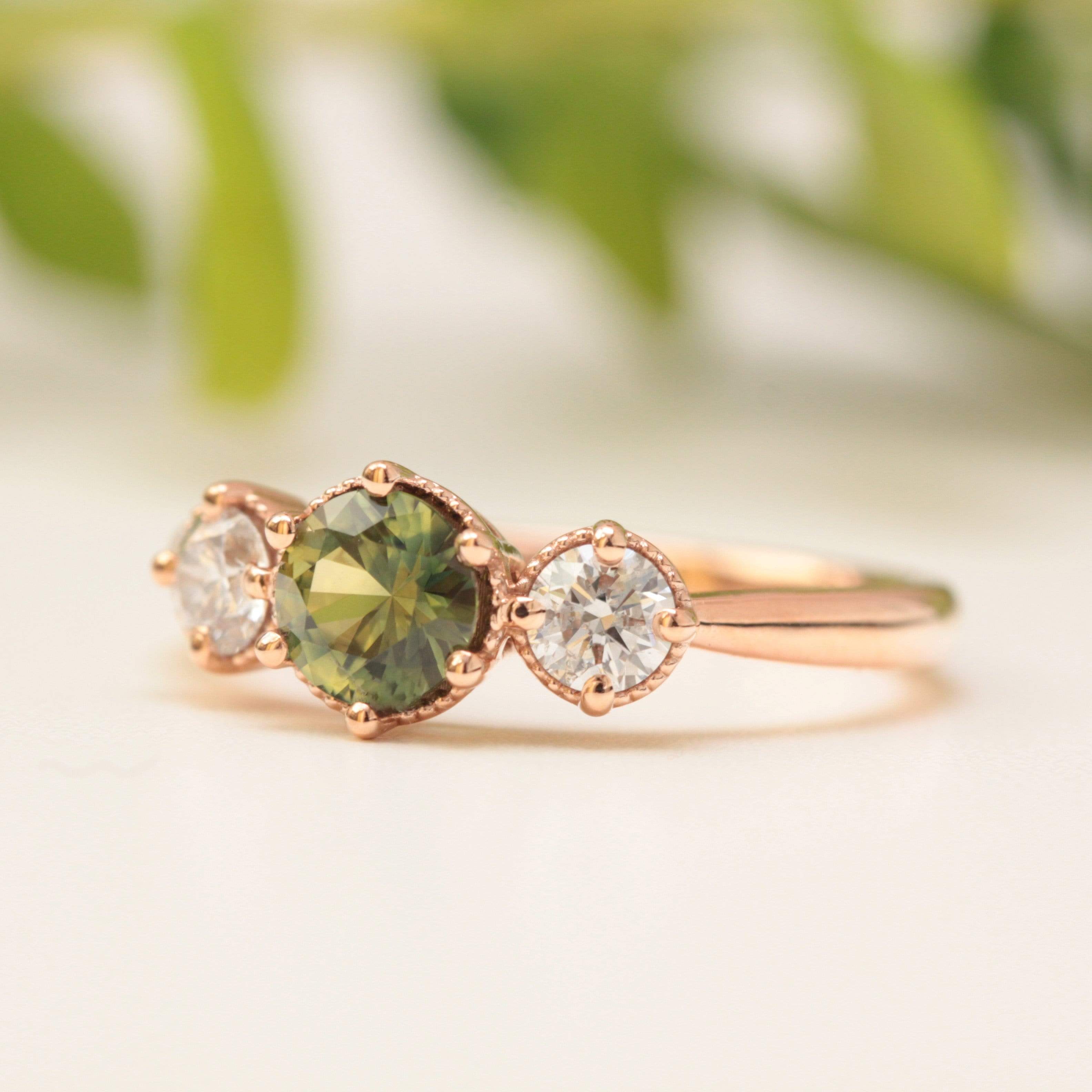 Green Sapphire Engagement Ring - Vinny &amp; Charles