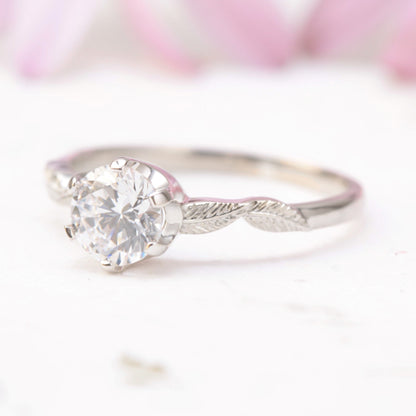 Solitaire Leaf Engagement Ring - Vinny &amp; Charles