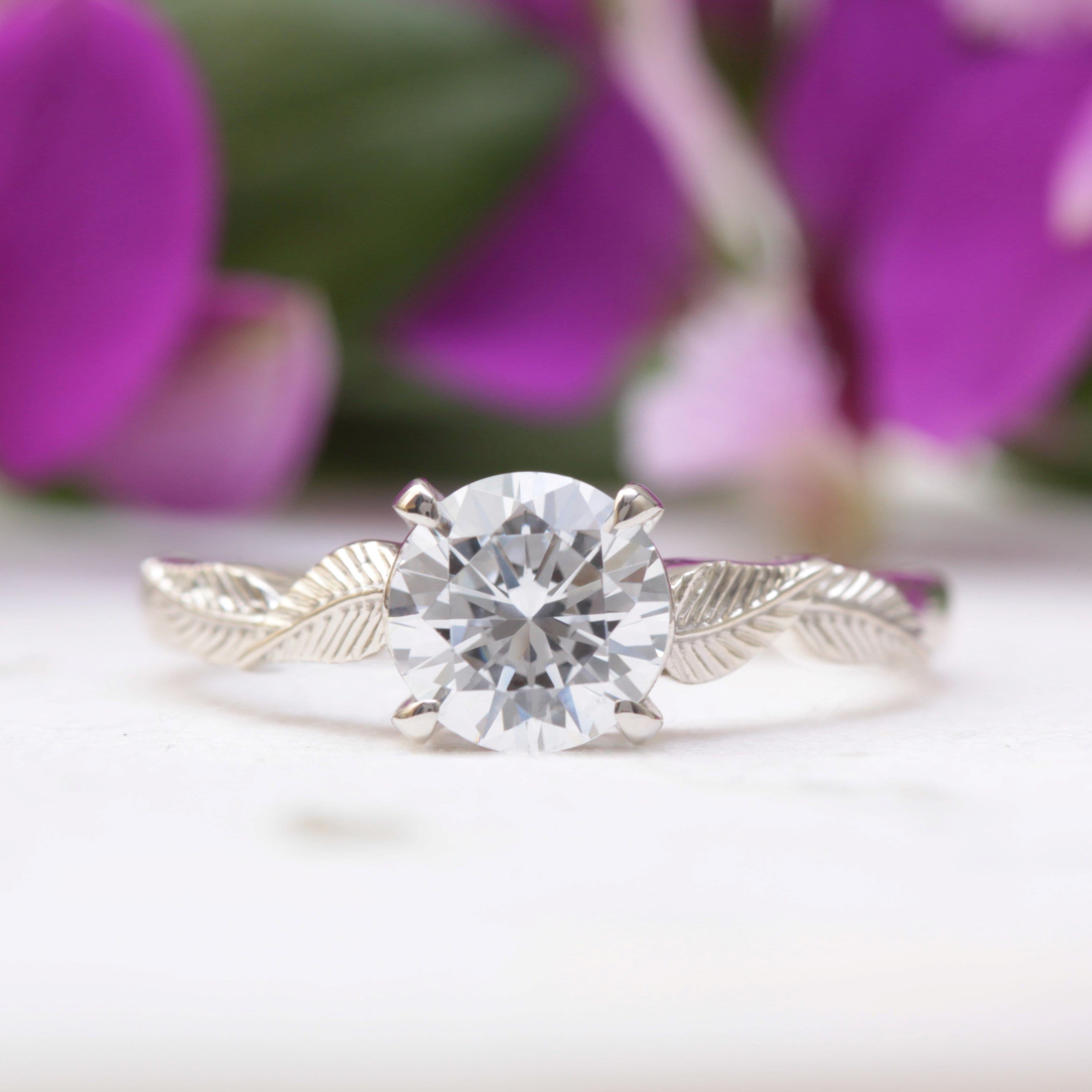 One Carat Solitaire Leaf Ring - Vinny &amp; Charles