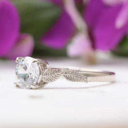 One Carat Solitaire Leaf Ring - Vinny &amp; Charles