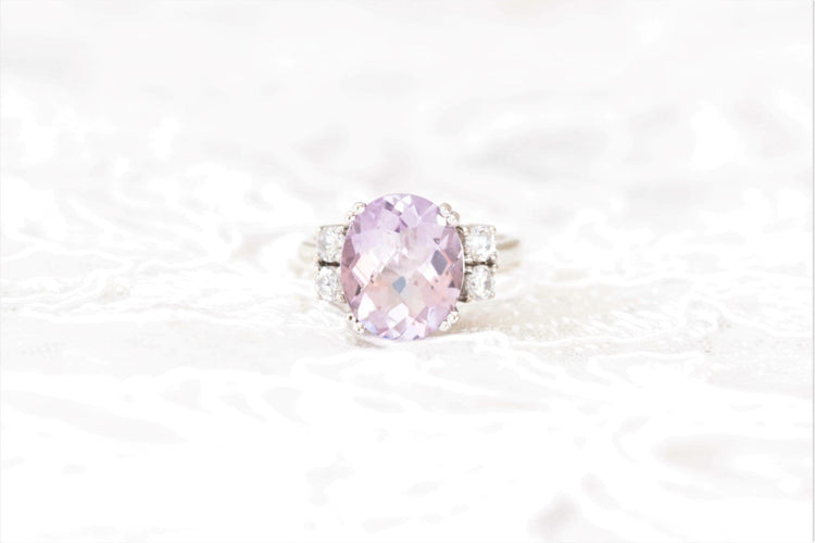 Pink amethyst diamond engagement ring - Vinny & Charles