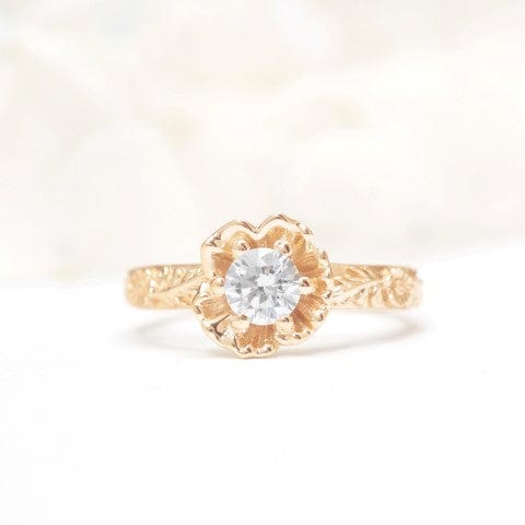 Rose gold flower on sale wedding ring