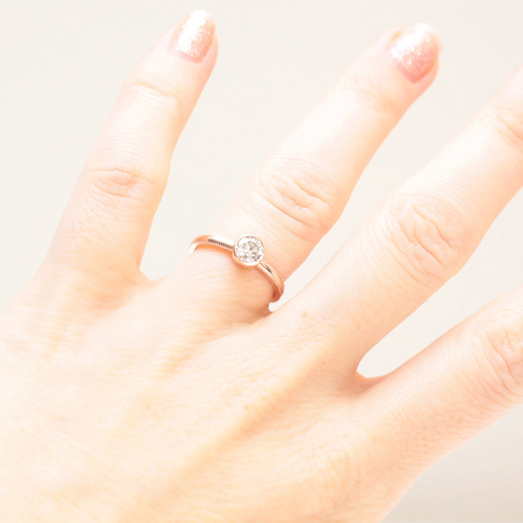 Milgrain diamond engagement ring - Vinny & Charles