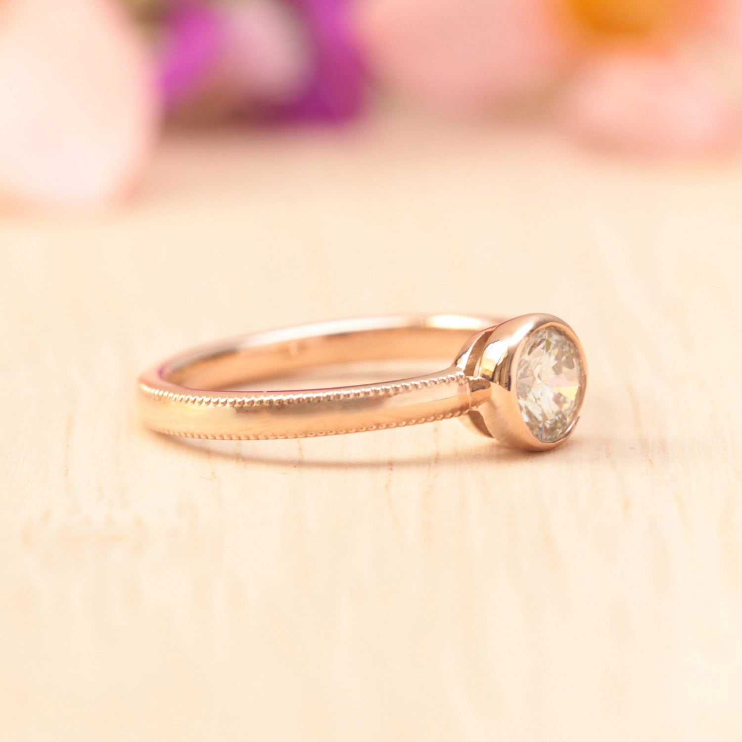 Milgrain diamond engagement ring - Vinny & Charles